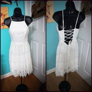 Like new B. Darlin white dress with lace up back